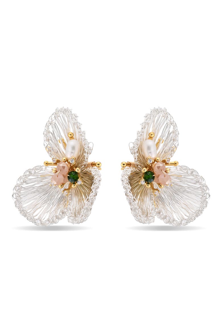 Veronica Floral Earrings, Alternate, color, GOLD
