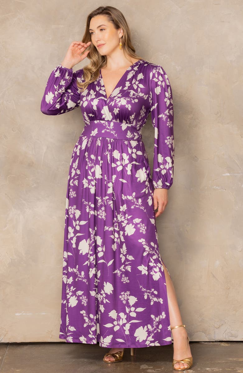 Kiyonna Kelsey Long Sleeve Maxi Dress, Alternate, color, Purple Multi
