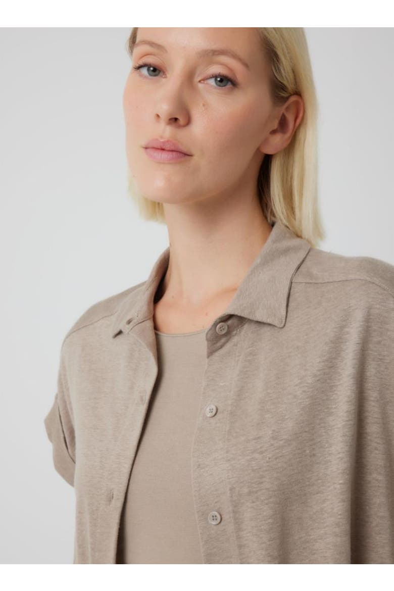 Stretch Linen S/S Shirt With Rolled Cuff, Alternate, color, DESERT