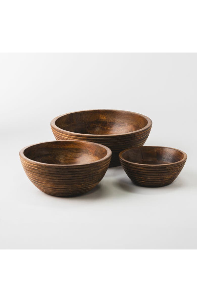 Mela Artisans Cascade Handcarved Mangowood Nested Bowls, Main, color, Natural