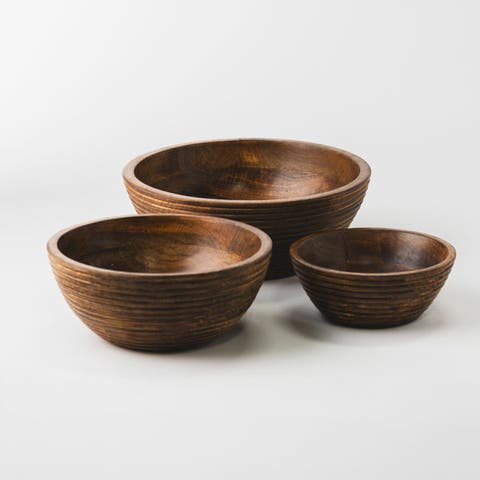 Cascade Handcarved Mangowood Nested Bowls
