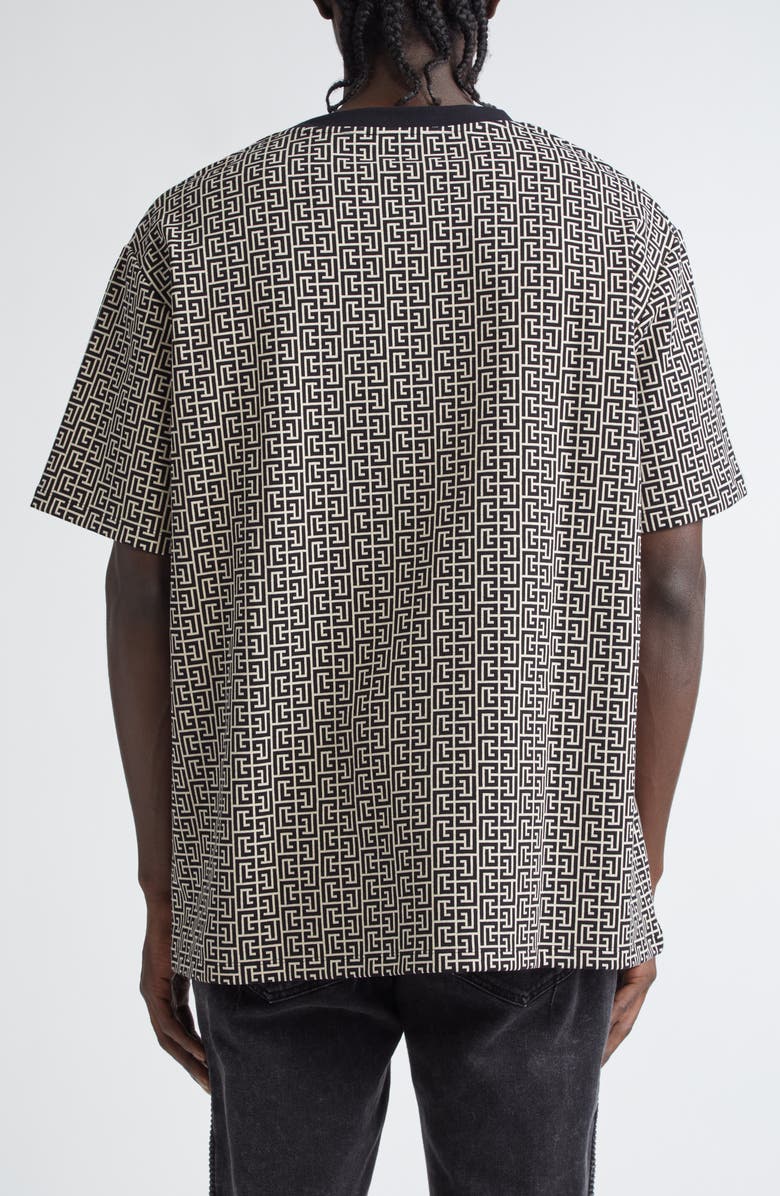 Balmain Couture Label Labyrinth Jacquard T-Shirt, Alternate, color,