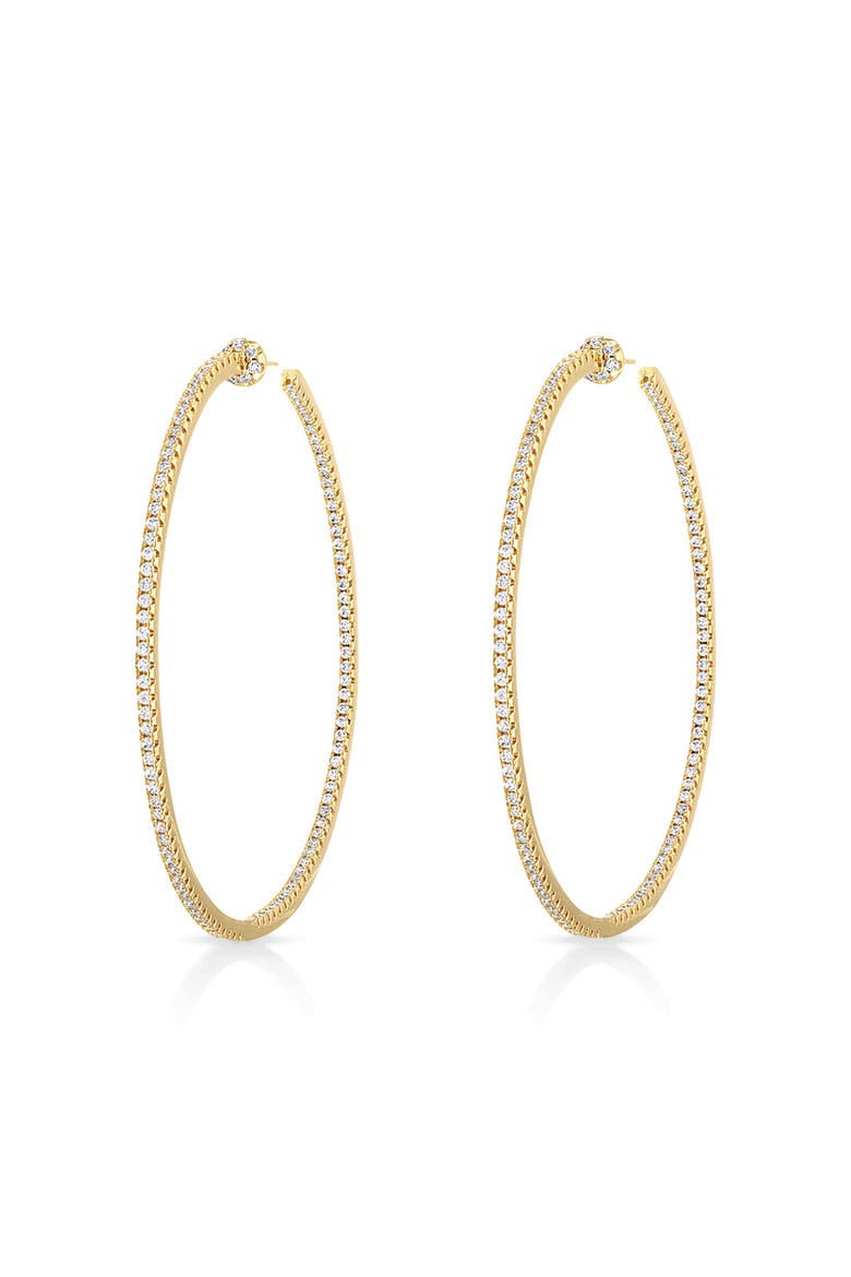 Thin Pave Inside Out. Hoop Earrings, Main, color, Gold