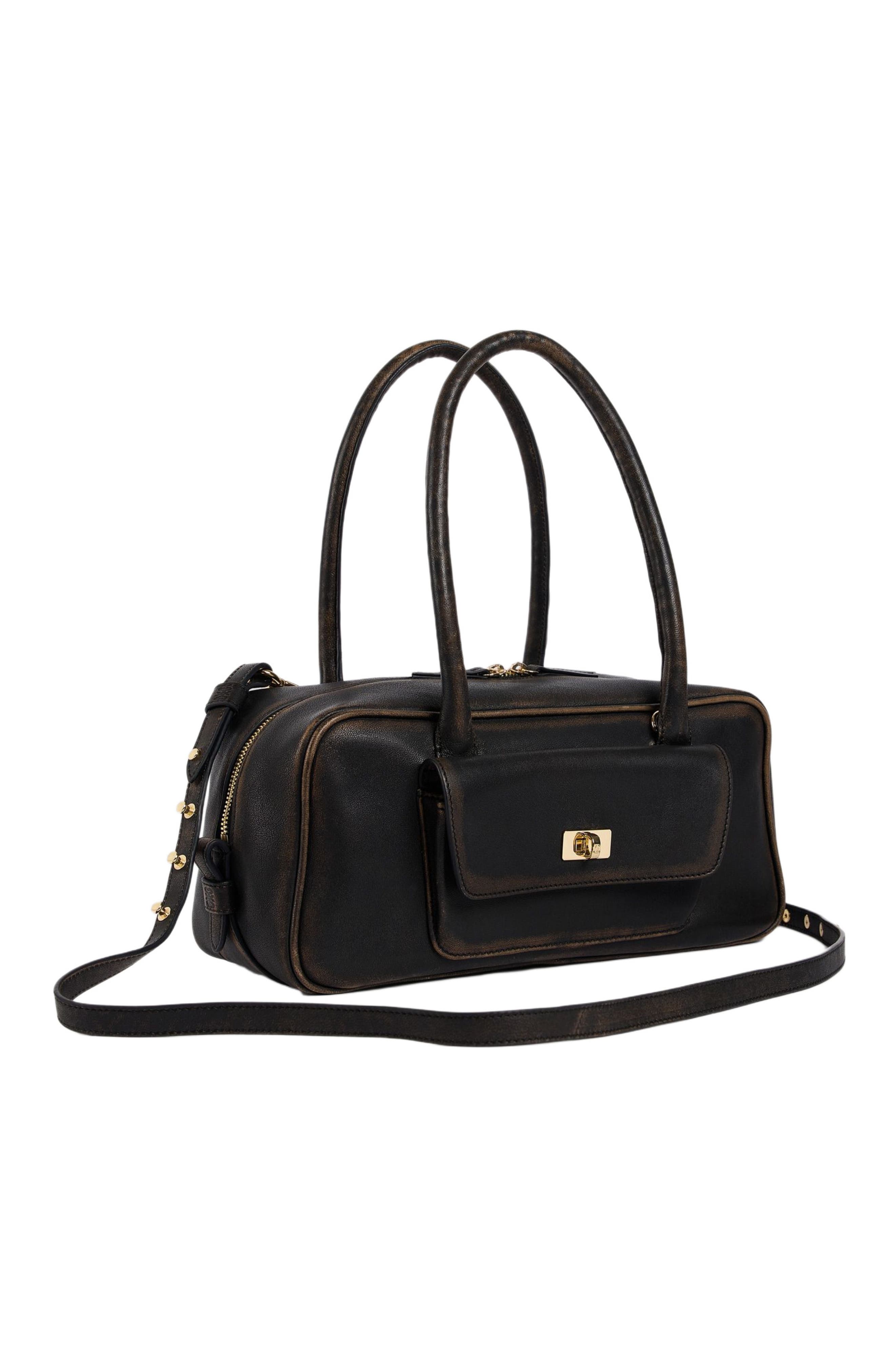 EZMEHRALDA leather bag, Alternate, color, Brown