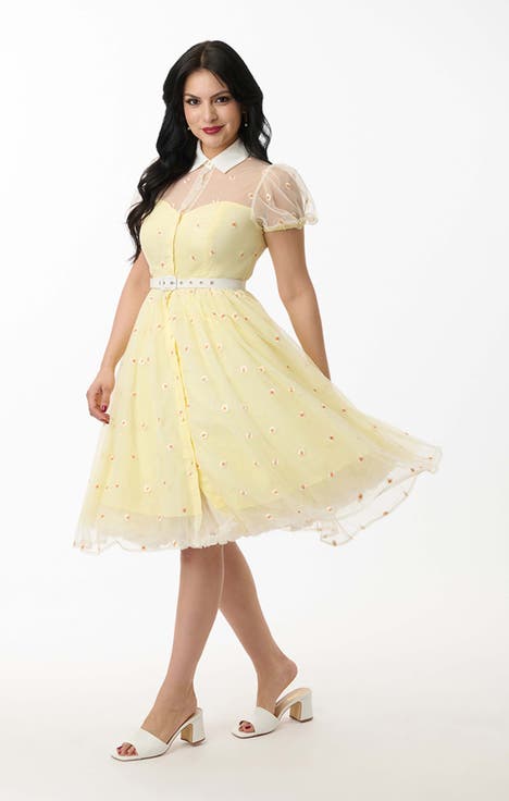 1950s Short Sleeve Collared Hollie Swing Dress