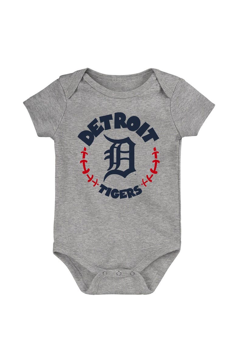 Outerstuff Infant Orange/White/Heather Gray Detroit Tigers Biggest Little Fan 3-Pack Bodysuit Set, Alternate, color, Orange