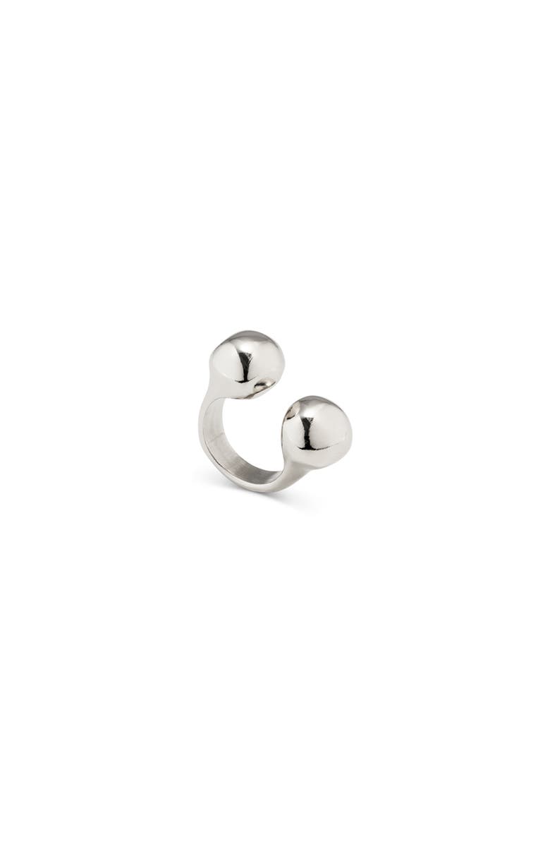 UNODE50 Open Ring with Two Beads, Main, color, Silver