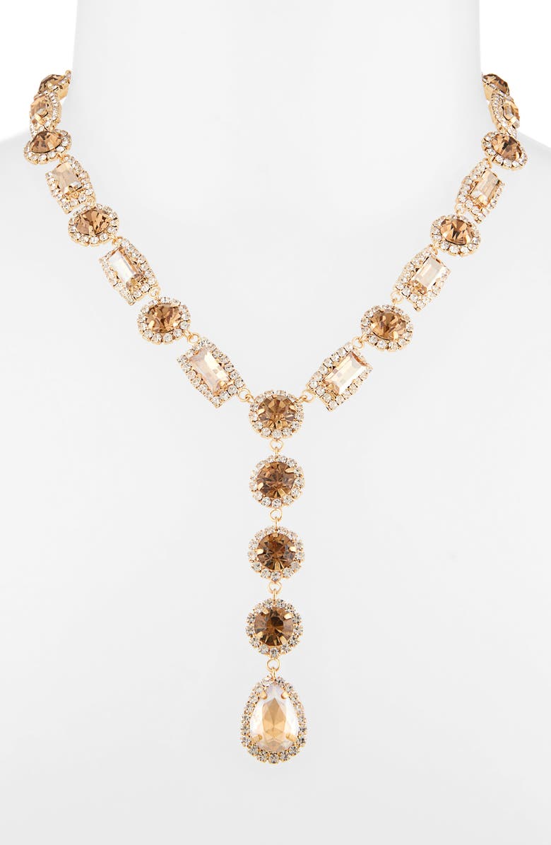 Tasha Crystal Y-Necklace, Alternate, color, Gold