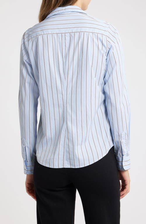 Frank & Eileen Barry Stripe Tailored Button-up Shirt In Blue Brown Stripe