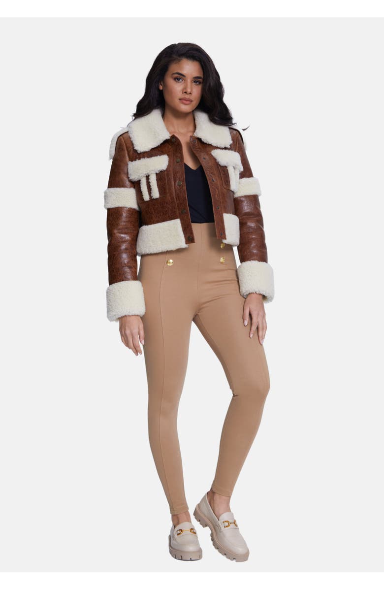 Furniq UK Veronica Sheepskin Jacket, Main, color, Brown