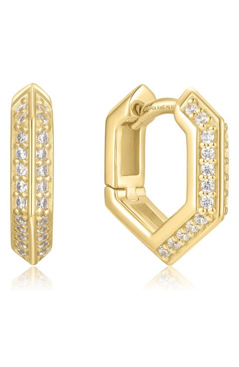Pavé Shield Huggie Hoop Earrings