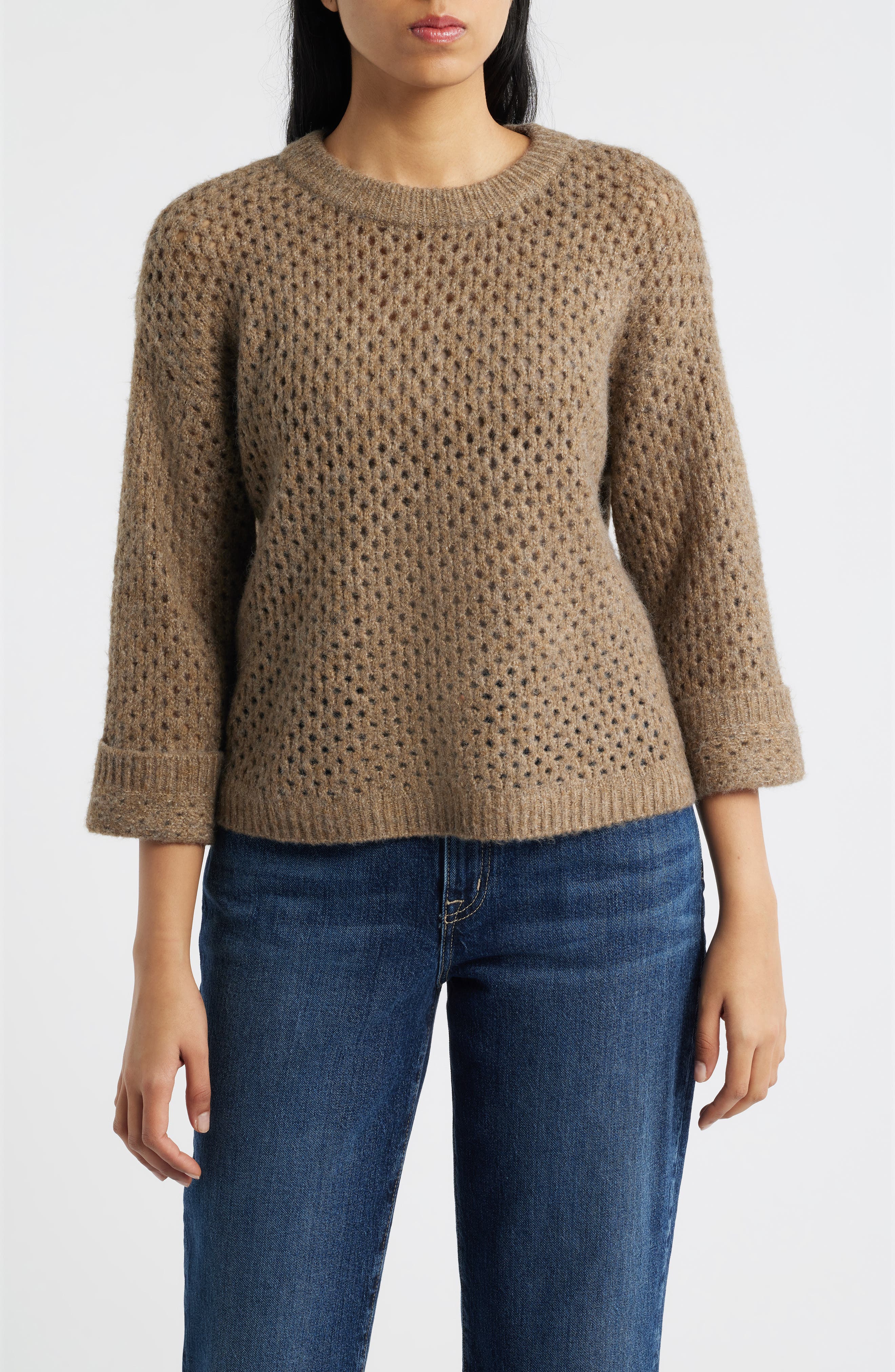 Open Stitch Cuffed Sweater - image 3