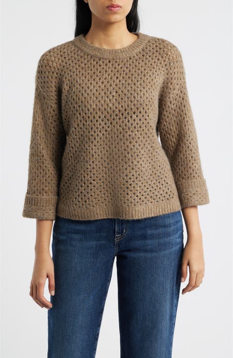 Open Stitch Cuffed Sweater