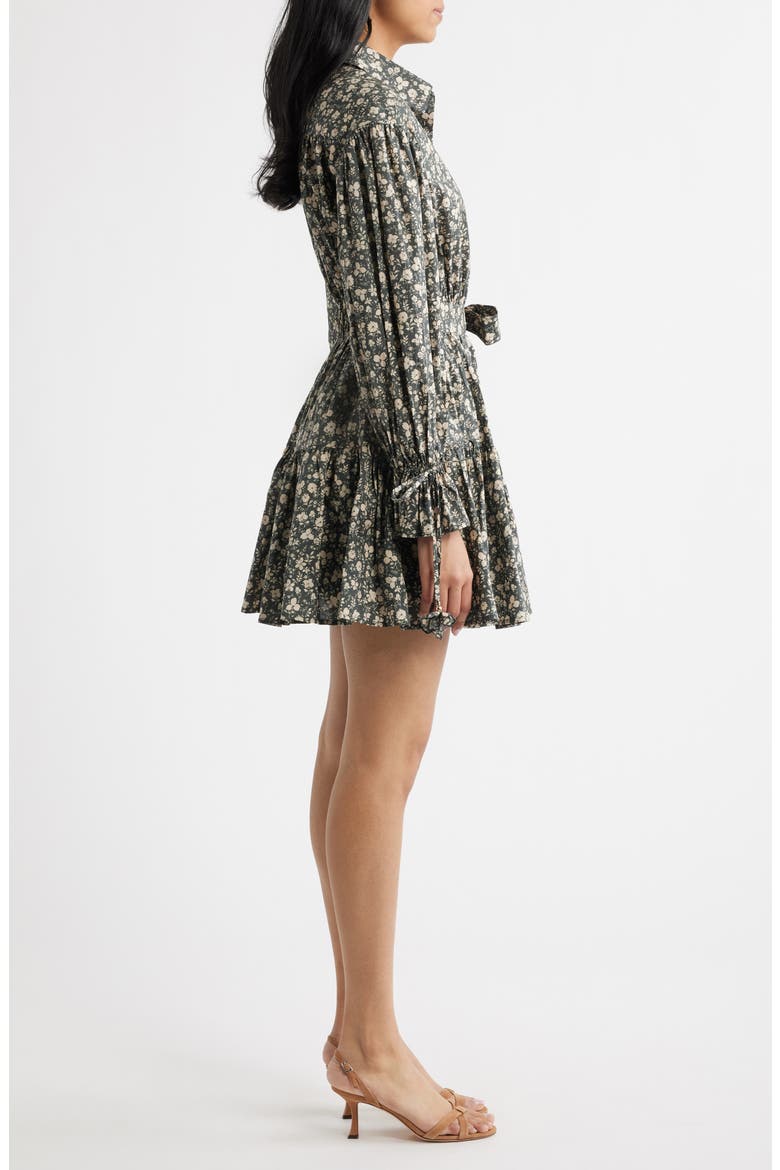 Floral Print Long Sleeve Cotton Shirtdress, Alternate, color, DARK GREEN NATURAL
