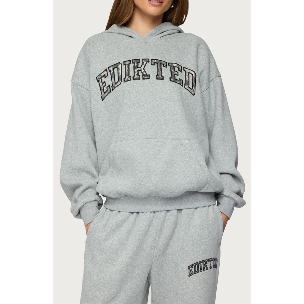 Edikted Camo Crush Oversize Hoodie In Gray