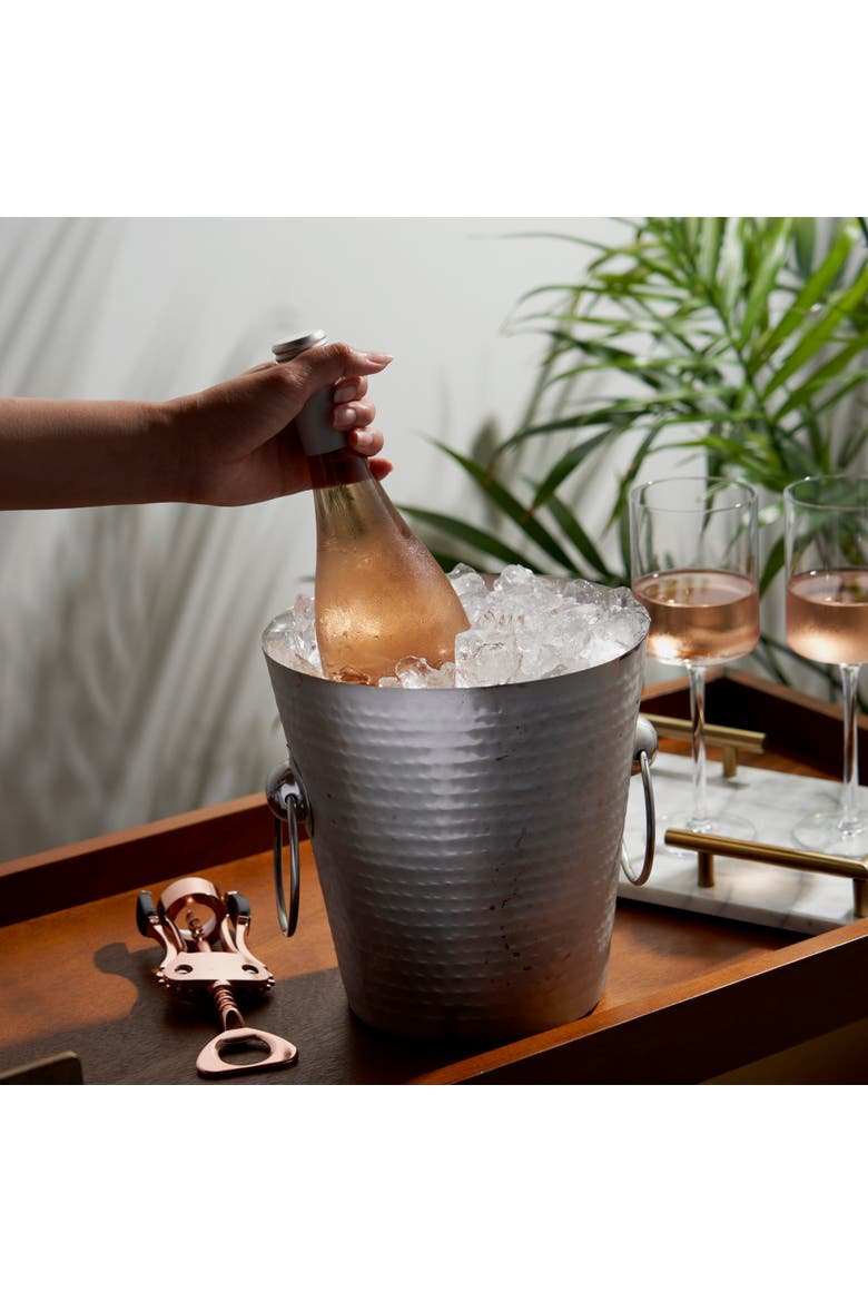 Irving Hammered Ice Bucket in Stainless Steel, Alternate, color, Silver