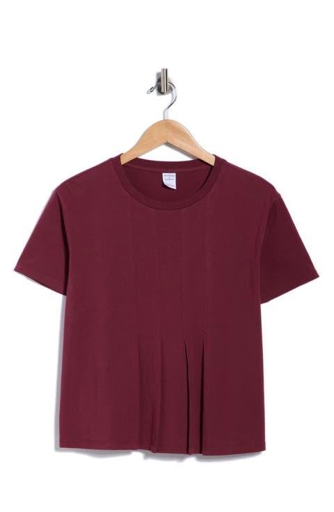Short Sleeve Pleated Cotton T-Shirt