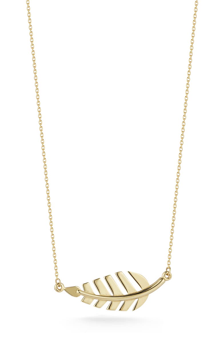 Ember Fine Jewelry Leaf Pendant Necklace, Main, color, Gold