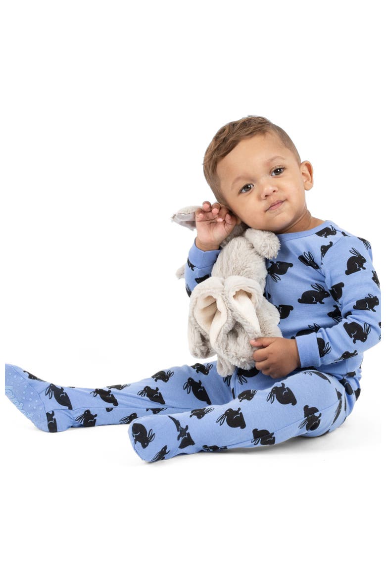 Footed Cotton Easter Matching Family Pajamas, Bunny Prints, Alternate, color, Blue Bunny