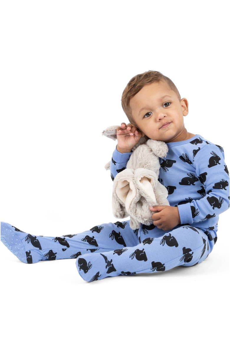 Leveret Footed Cotton Easter Matching Family Pajamas, Bunny Prints, Alternate, color, Blue Bunny