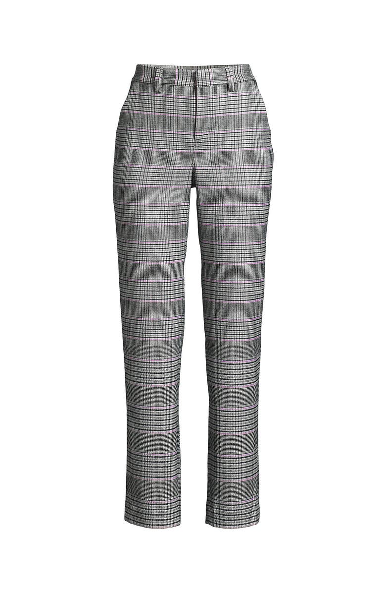 Lands' End High Rise Brushed Flannel Tapered Ankle Pants, Alternate, color, Pink Amethyst Glen Plaid