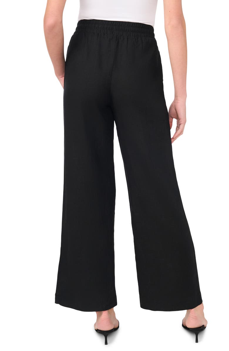 CeCe Drawstring Linen Blend Pants, Alternate, color, Rich Black