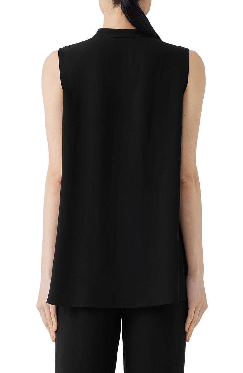 Eileen Fisher Mandarin Collar Sleeveless Silk Blouse, Alternate, color, Black