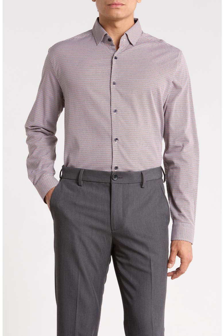 Printed Micro Weave Performance Shirt, Main, color, MED ORG