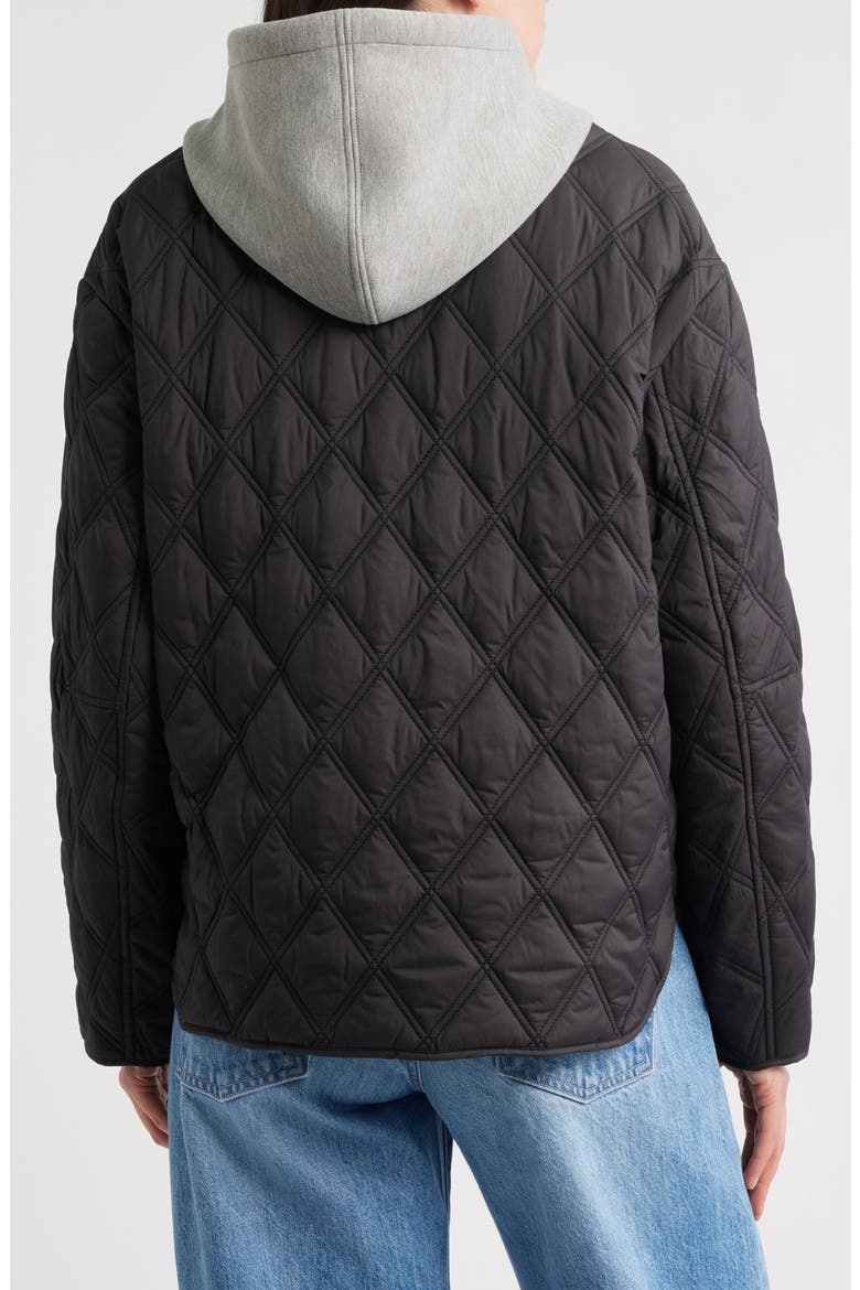Hoodie Bib Quilted Jacket, Alternate, color, BLACK
