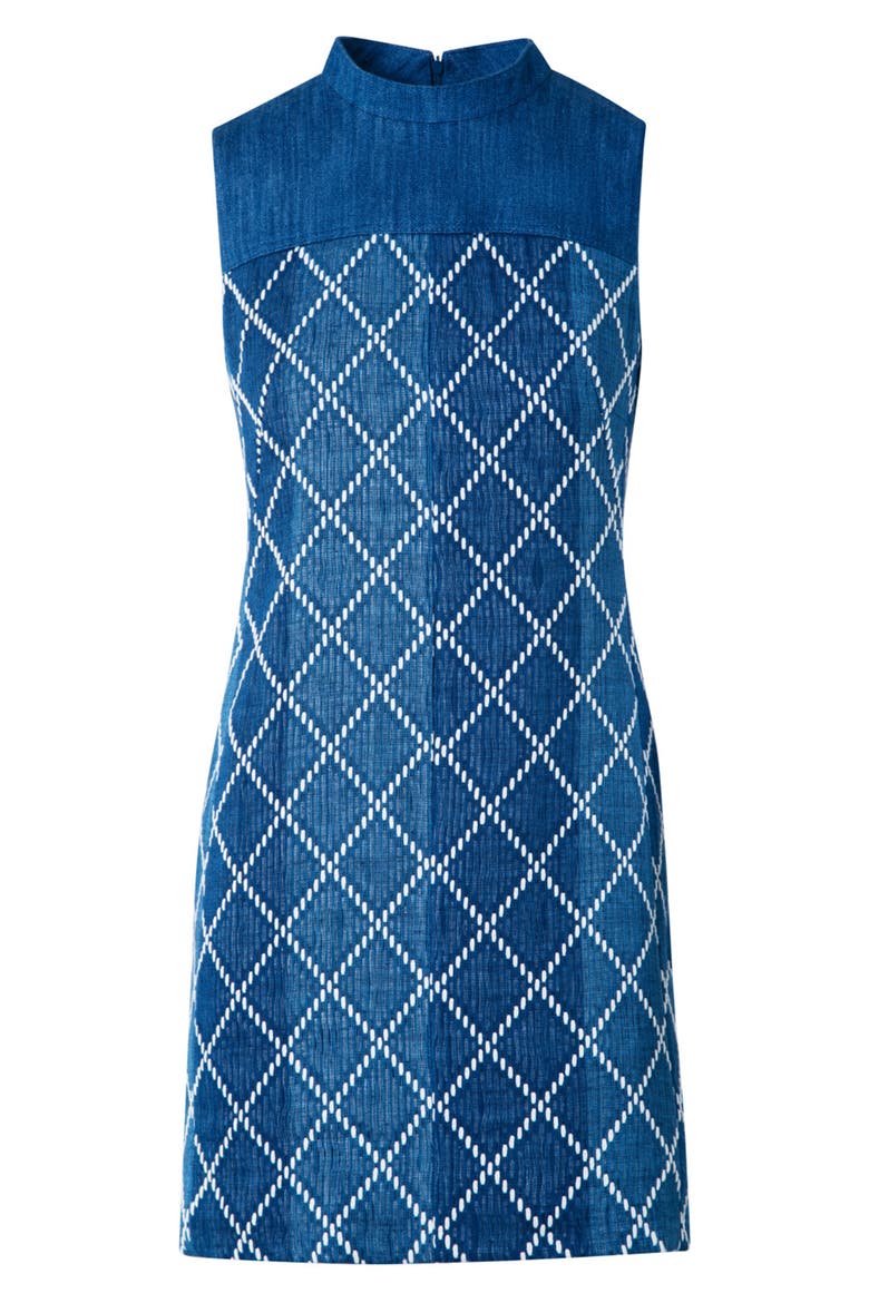 Diamond Jacquard Cotton Sheath Dress, Alternate, color, MEDIUM BLUE-MULTICOLOR