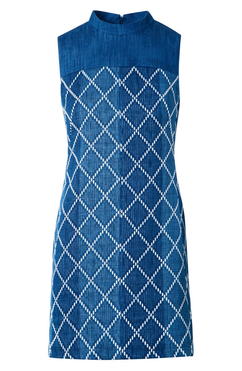 Akris punto Diamond Jacquard Cotton Sheath Dress, Alternate, color, Medium Blue-Multicolor