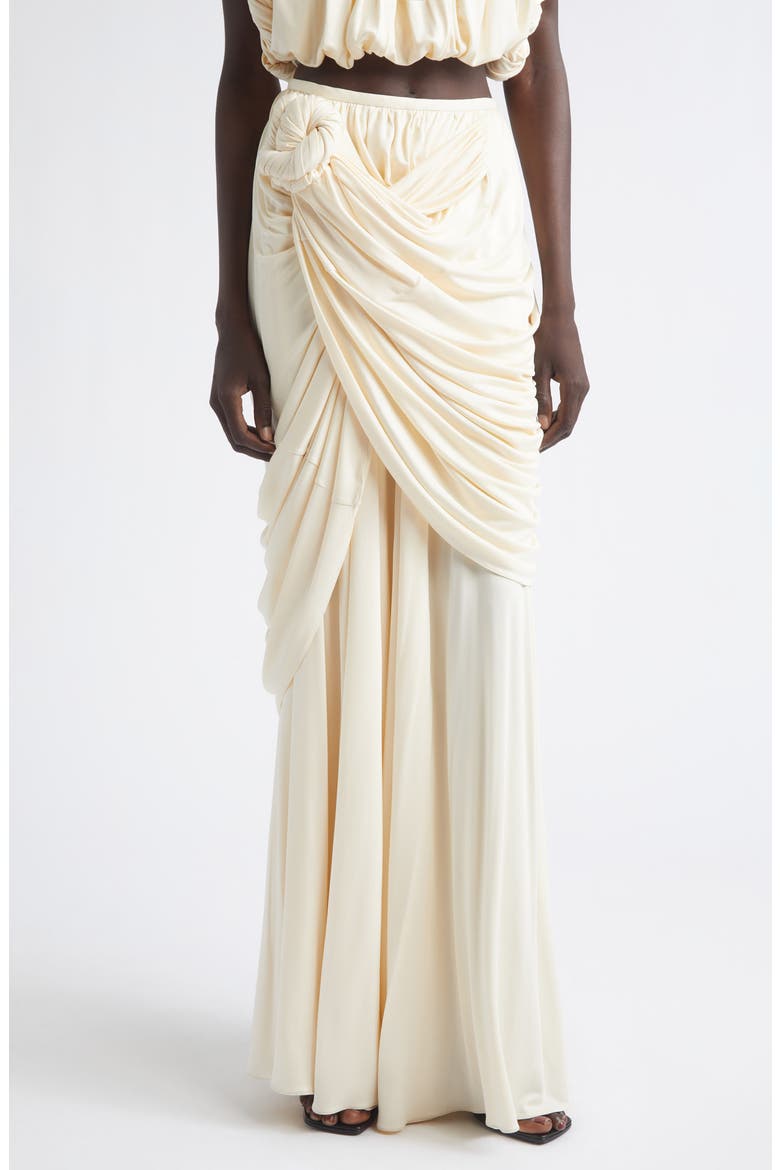 Effie Draped Silk Maxi Skirt, Main, color, BONE