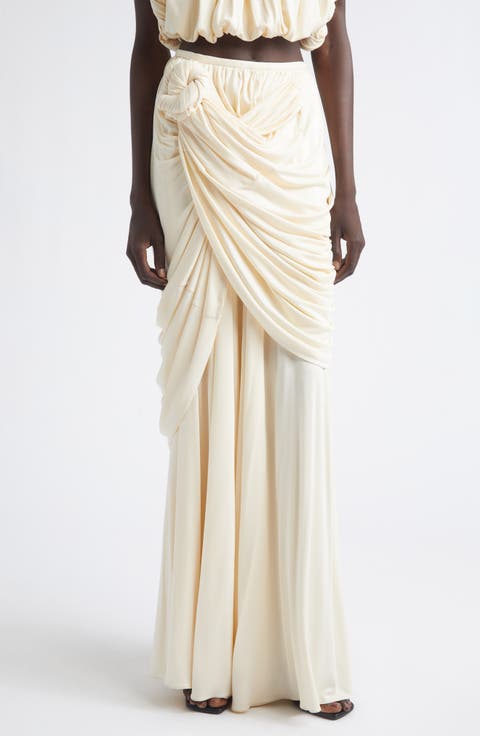 Effie Draped Silk Maxi Skirt