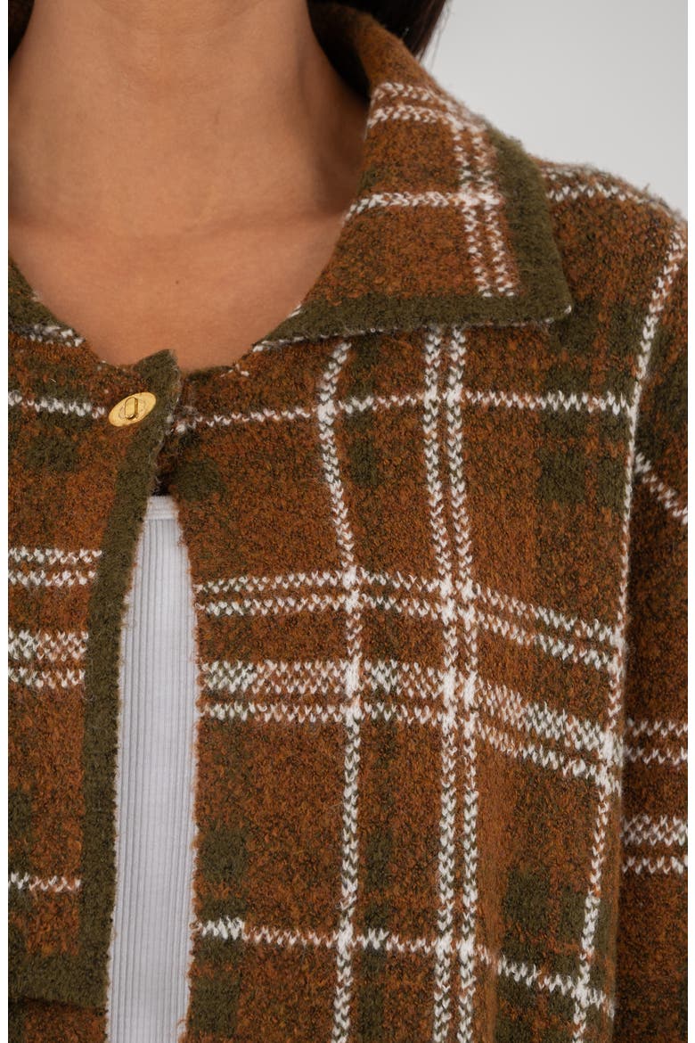 Gemma Plaid Sweater Jacket, Alternate, color, BROWN