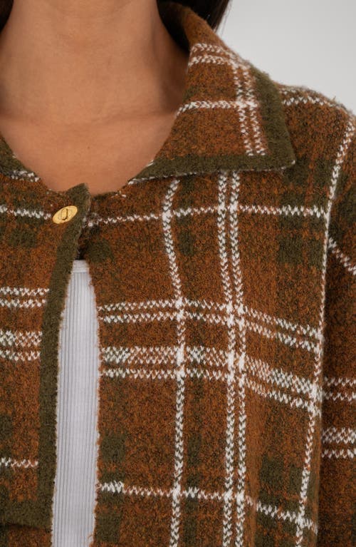 Kut From The Kloth Gemma Plaid Sweater Jacket In Brown
