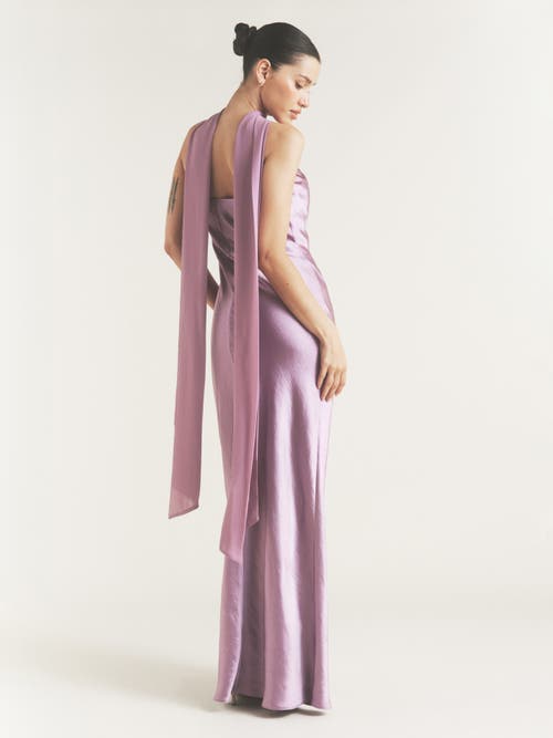 Six Stories Bandeau Satin Bridesmaid Dress In Purple