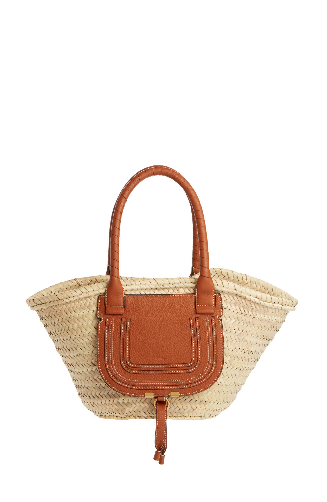 Chloé Medium Marcie Leather & Raffia Tote, Main, color, 