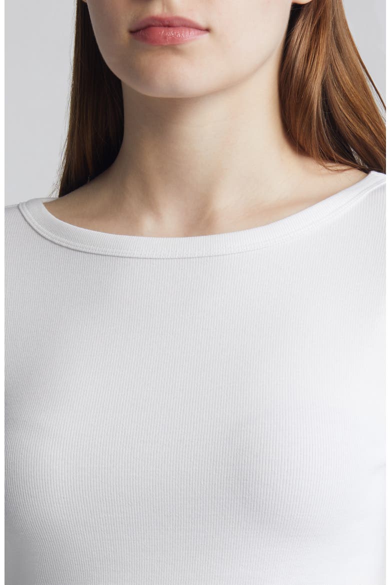 Perfect Boat Neck Rib Top, Alternate, color, PAPER WHITE