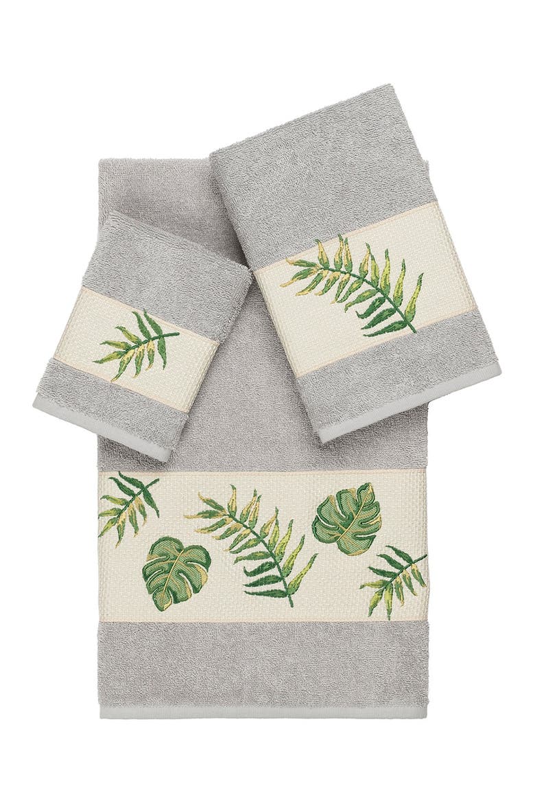 Zoe 3-Piece Embellished Towel Set - Light Grey, Main, color, LIGHT GREY
