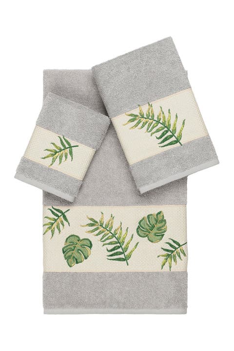 Zoe 3-Piece Embellished Towel Set - Light Grey