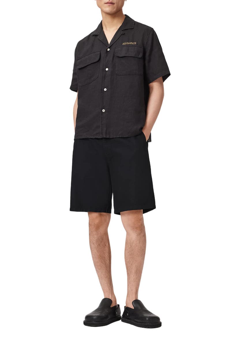 Corbett Cotton & Linen Shorts, Alternate, color, ORCA BLACK