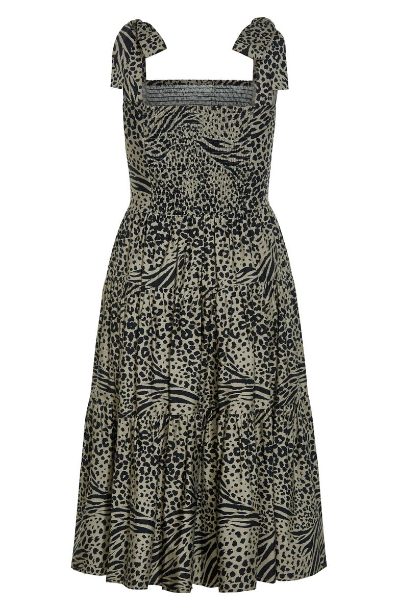 City Chic Gloria Animal Print Tiered Midi Sundress, Alternate, color, 