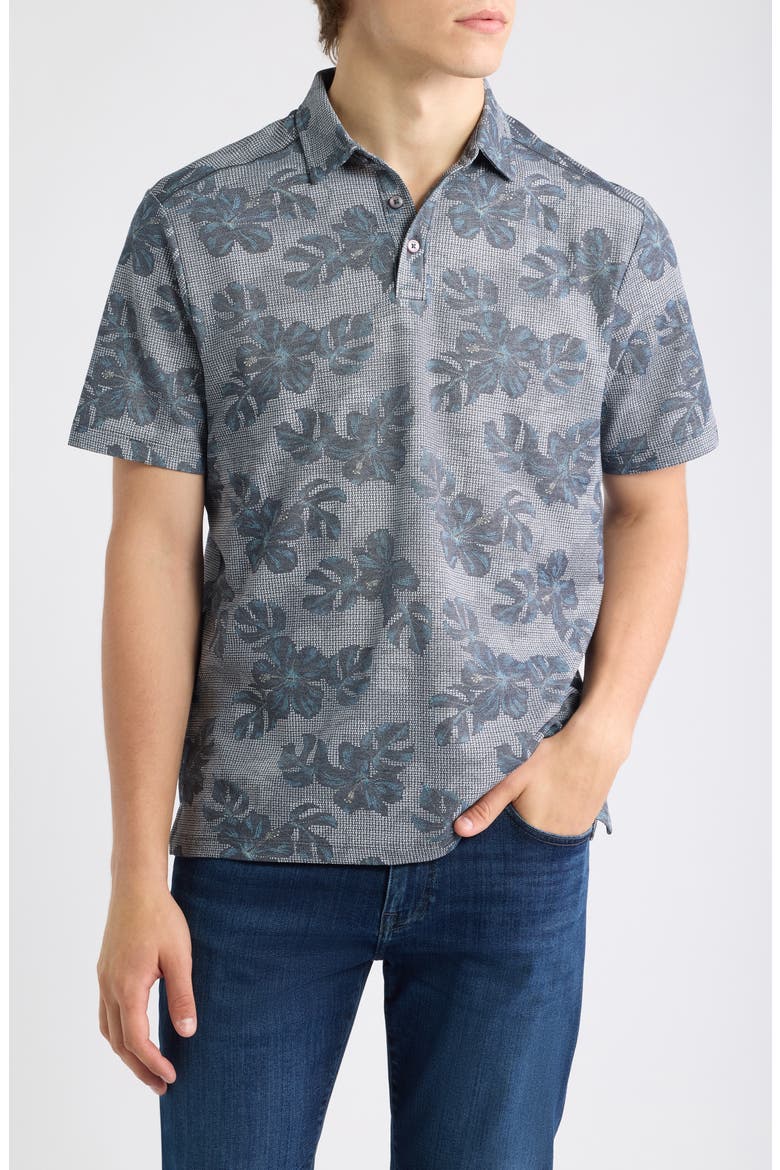 Emfielder Hibiscus Springs Floral IslandZone® Polo, Main, color, BLACK