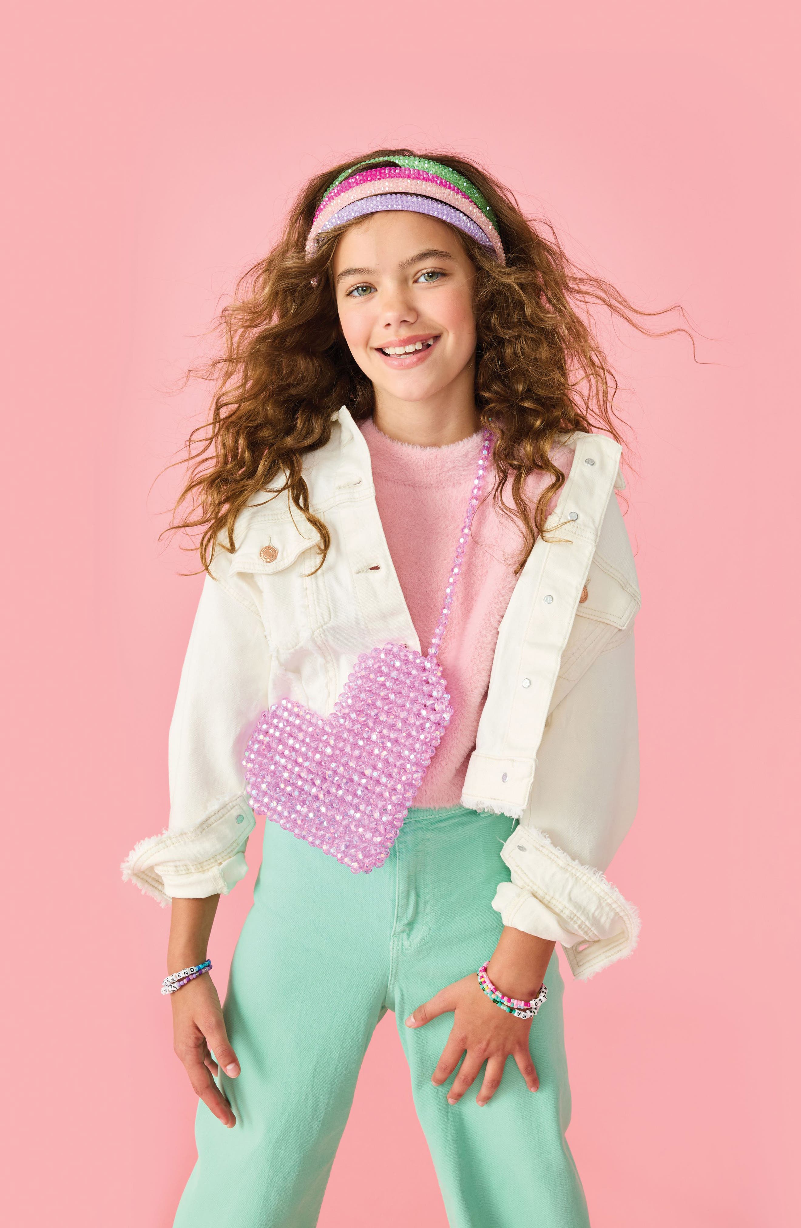 Iscream Kids' Beaded Heart Crossbody Bag, Alternate, color, 