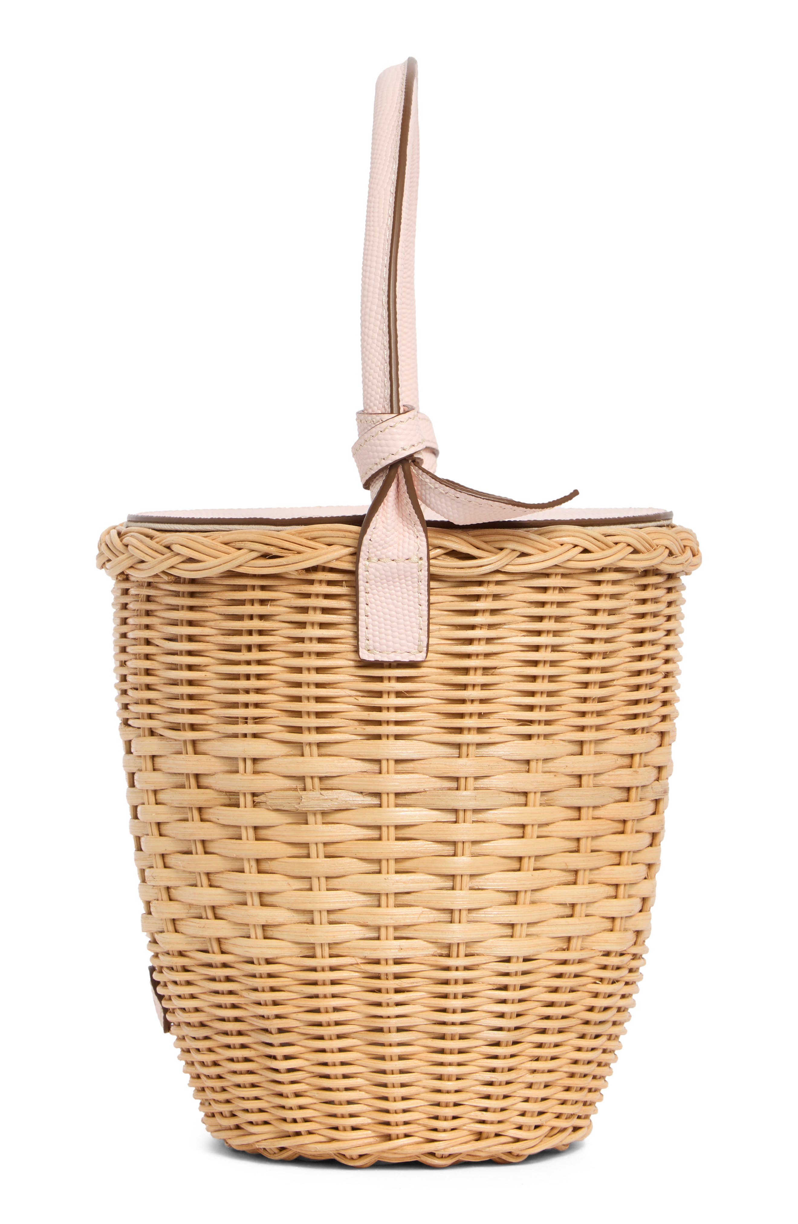 Pamela Munson The Jane Woven Rattan Basket Bag, Alternate, color, Blush