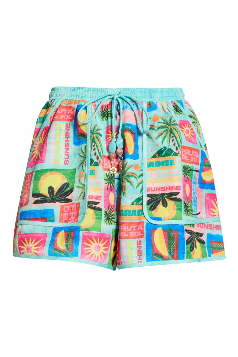 Essentials Print Cover-Up Shorts, Alternate, color, OCEAN HONEY