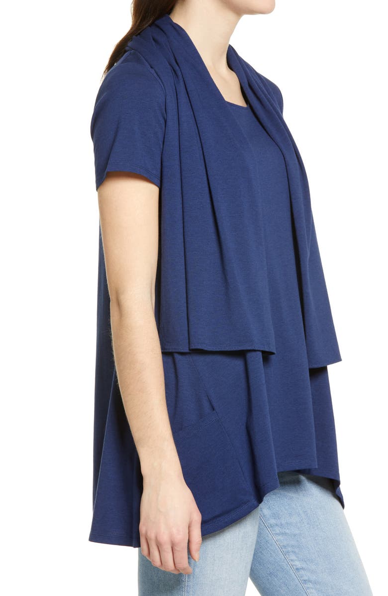 Hue Convertible Scarf Lapel T-Shirt, Alternate, color, Medieval