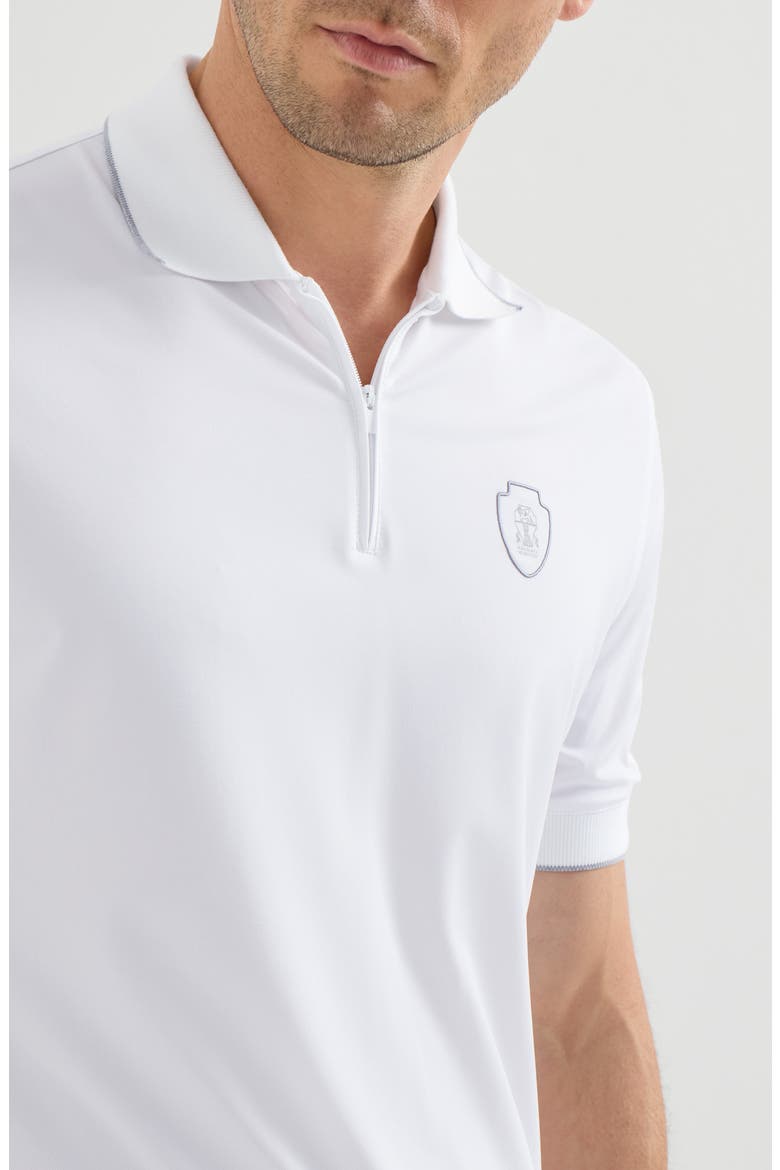 Techno piqué polo shirt with half zip, Alternate, color, White