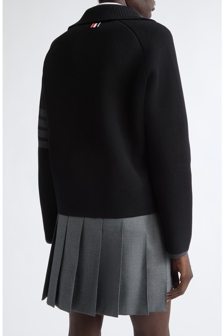 Double Face Pique Stitch Cardigan, Alternate, color, BLACK