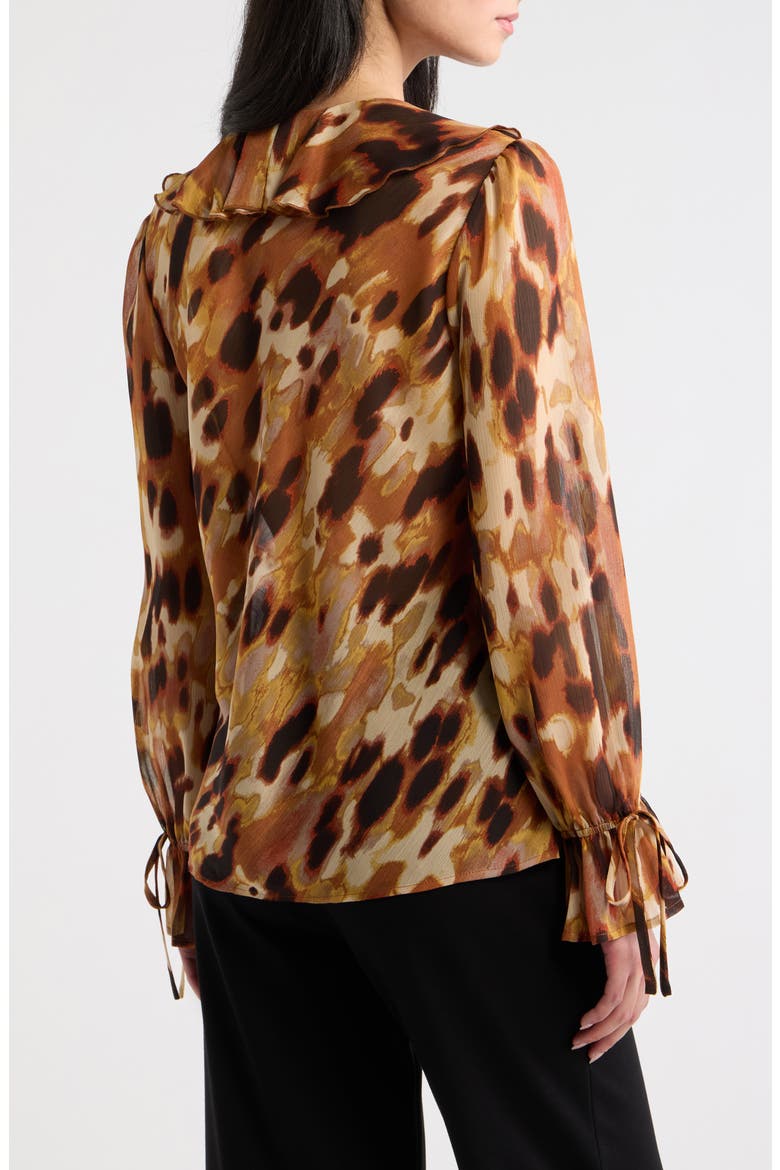 Print Ruffle Balloon Sleeve Top, Alternate, color, LUGGAGE ANIMAL